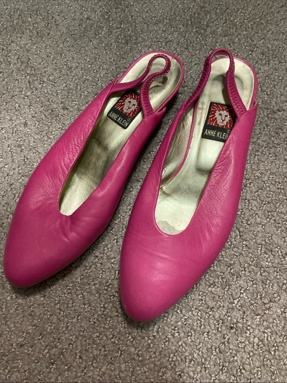 Anne Klein vintage sling back shoes flats leather pink